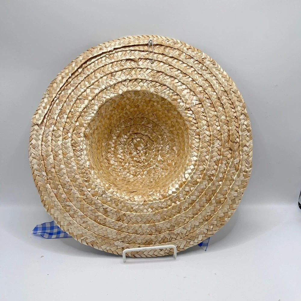 Set of 3 Seasonal Straw Hat Wreaths Floral Wall Decor Hanging Front Door Decor